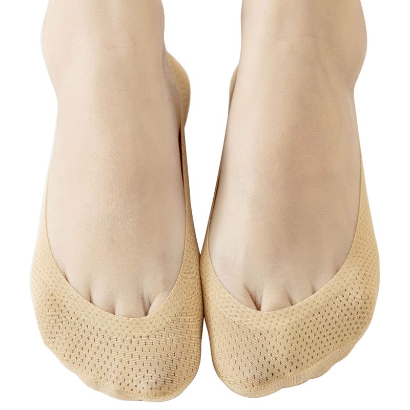 Jarseen 4 Pairs No Show Liner Socks Women's Low Cut Cotton Nylon Boat Invisible Hidden Socks Non-Slip for Flats (Shoe Size 9-11, Mesh 2Black+2Nude) - Image 3